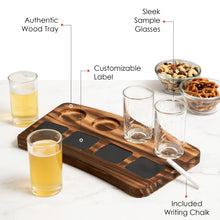 Load image into Gallery viewer, Houseables Beer Flight Boards with Glasses, Drink Flight Boards, Beer Tasting Glasses, Trays for Drinks, Wine, Margarita, Whiskey, Bourbon, Mimosa, Brewery Gifts, Set of 2 Trays, 8 Cups, Chalk Labels