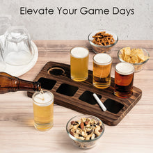 Load image into Gallery viewer, Houseables Beer Flight Boards with Glasses, Drink Flight Boards, Beer Tasting Glasses, Trays for Drinks, Wine, Margarita, Whiskey, Bourbon, Mimosa, Brewery Gifts, Set of 2 Trays, 8 Cups, Chalk Labels