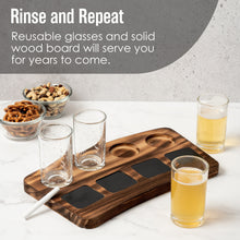Load image into Gallery viewer, Houseables Beer Flight Boards with Glasses, Drink Flight Boards, Beer Tasting Glasses, Trays for Drinks, Wine, Margarita, Whiskey, Bourbon, Mimosa, Brewery Gifts, Set of 2 Trays, 8 Cups, Chalk Labels