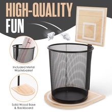 Load image into Gallery viewer, Houseables Basketball Trash Can, Basketball Hoop Trash Can, Hoop Bin, Wastebasket Game, Sports Garbage Bin, Fun Trashcan Net, for Bedroom, Kids Room, Gamer, Boys, Decor, Office, Gift, Wood Backboard