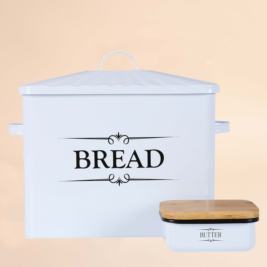 Metal Bread Box - White