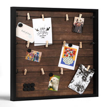 Load image into Gallery viewer, Houseables Collage Frame, 20” x 20”, Multi Picture Display, Hanging Photo Board, w/Clips, for Polaroids, Postcards, Memo, Art, Dorm, Wall, Holiday Card, Decorative Bulletin, Rustic
