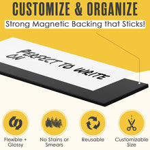Load image into Gallery viewer, Houseables Dry Erase Labels, Magnetic Roll, Magnet Strip, Glossy White, Write On Labels, Wipe Off, Magnetically Receptive Whiteboard Sheet, Business Filing Cabinet Magnets
