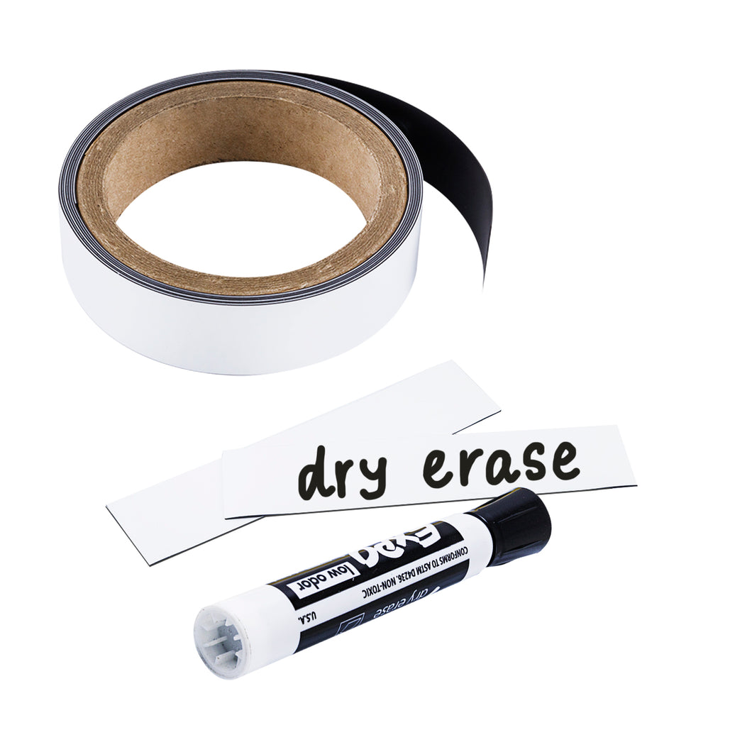 Houseables Dry Erase Labels, Magnetic Roll, Magnet Strip, Glossy White, Write On Labels, Wipe Off, Magnetically Receptive Whiteboard Sheet, Business Filing Cabinet Magnets
