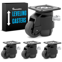 Load image into Gallery viewer, Houseables Leveling Retractable Casters, Height Adjustable Wheels, Heavy Duty, for Workbench, Lift, Table, Machine, Lifting, Furniture, 2200 LB, 4 Pack Set
