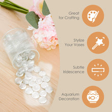 Load image into Gallery viewer, Glass Stone Marbles Pebbles for Vases 400-500 Stones Flat Bottom Round Top Rocks Bowl Filler Gems Iridescent Decor Decorative Centerpieces Fire Beads Florist Aquarium
