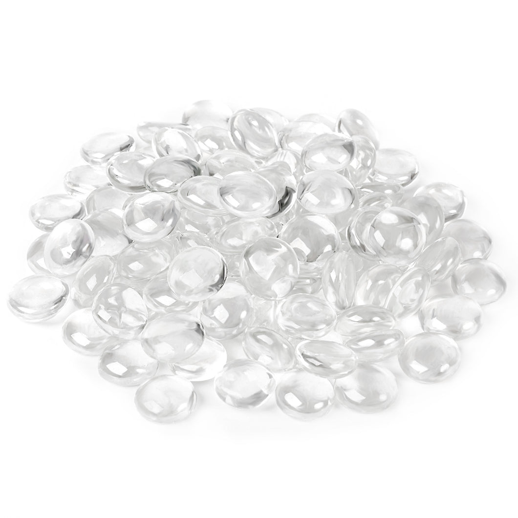 Glass Stone Marbles Pebbles for Vases 400-500 Stones Flat Bottom Round Top Rocks Bowl Filler Gems Iridescent Decor Decorative Centerpieces Fire Beads Florist Aquarium