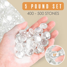 Load image into Gallery viewer, Glass Stone Marbles Pebbles for Vases 400-500 Stones Flat Bottom Round Top Rocks Bowl Filler Gems Iridescent Decor Decorative Centerpieces Fire Beads Florist Aquarium
