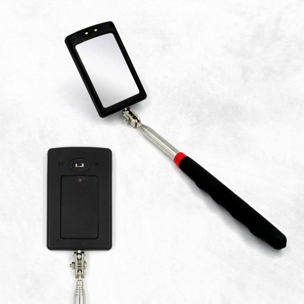 Houseables Telescoping Magnetic Pickup Tool, Inspection Mirror Telescoping, Extendable Magnet Pickup Tool, Mechanic Mirror, LED Flashlight