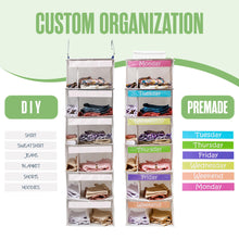 Load image into Gallery viewer, Houseables Kids Clothes Organizer, Weekly Clothes Organizer for Kids, Outfit Organizers, Closet Daily Outfit Storage, Monday through Friday Clothing, Day of the Week, Weekday, School, Hanging, 6 Shelf
