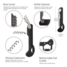 Load image into Gallery viewer, Waiters Corkscrew, Professional Wine Opener, 5 1/4”, Cork Screw, All in 1, Bottle Foil Cutter for Servers, Bartenders, Sommeliers, Restaurant
