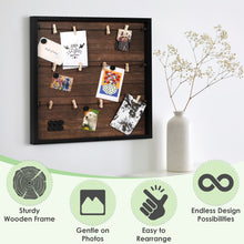 Load image into Gallery viewer, Houseables Collage Frame, 20” x 20”, Multi Picture Display, Hanging Photo Board, w/Clips, for Polaroids, Postcards, Memo, Art, Dorm, Wall, Holiday Card, Decorative Bulletin, Rustic
