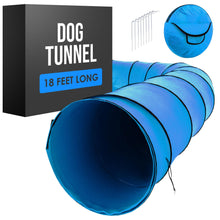 Load image into Gallery viewer, Houseables Dog Tunnel, Agility Equipment, 18 Ft Long, 24&quot; Open, Polyester, Tunnels for Training Small &amp; Medium Dogs, Exercise, Obstacle Course for Pets, with Carrying Case, Collapsible, Tube, Stakes
